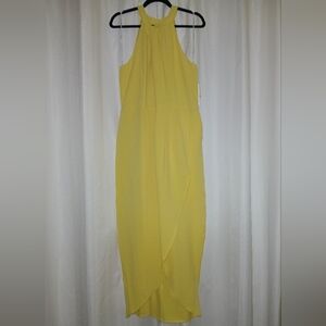 Julia Jordan Light Yellow Knot Neckline Tulip Hem Dress